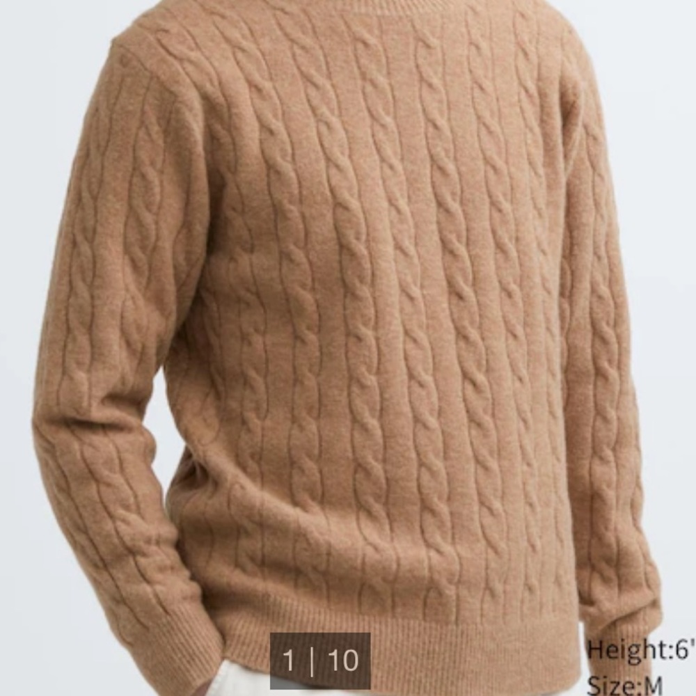 Uniqlo Souffle Yarn Cable Crew Neck Long-Sleeve Sweater